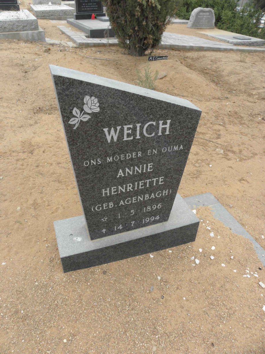 WEICH Annie Henriette nee AGENBAGH 1896-1994