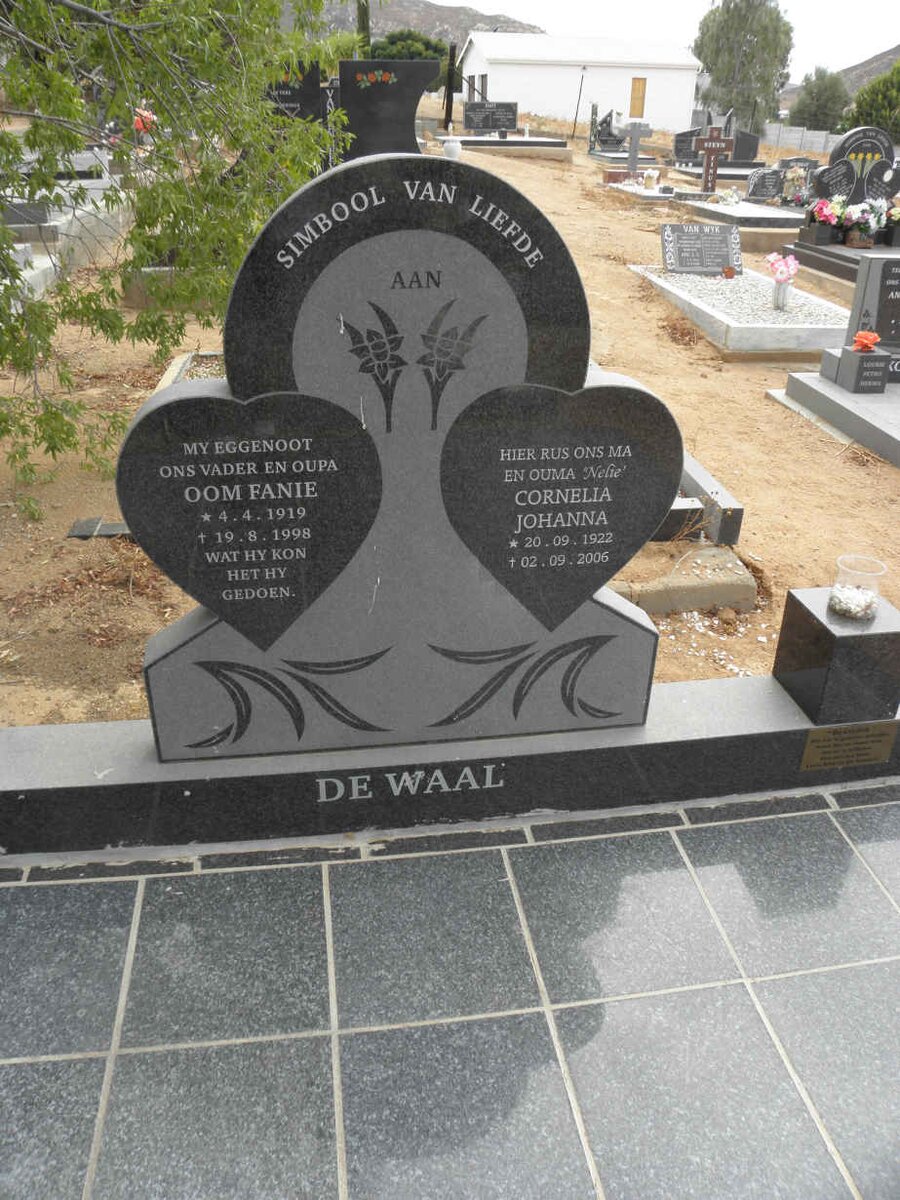 WAAL Fanie, de 1919-1998 &amp; Cornelia Johanna 1922-2006