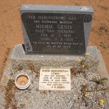 GENIS Maria Margeritha nee VAN NIEKERK 1881-1921
