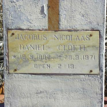 CLOETE Jacobus Nicolaas Daniel 1882-1971