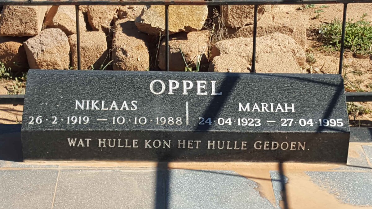 OPPEL Niklaas 1919-1988 &amp; Mariah 1923-1995