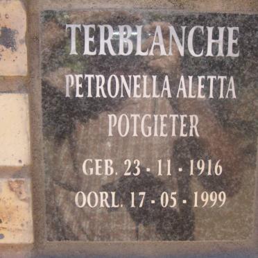 TERBLANCHE Petronella Aletta nee POTGIETER 1916-1999