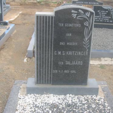 KRITZINGER C.M.S. nee TALJAARD 1903-