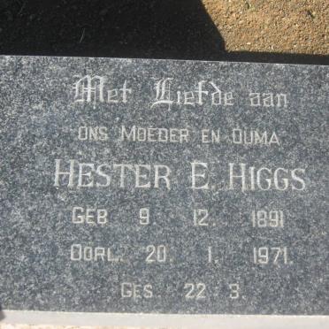 HIGGS Hester E. 1891-1971