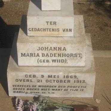 BADENHORST Johanna Maria nee WIID 1869-1913