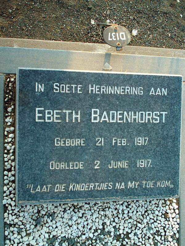 BADENHORST Ebeth 1917-1917
