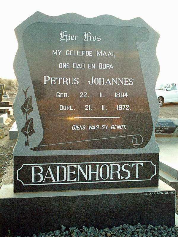 BADENHORST Petrus Johannes 1894-1972