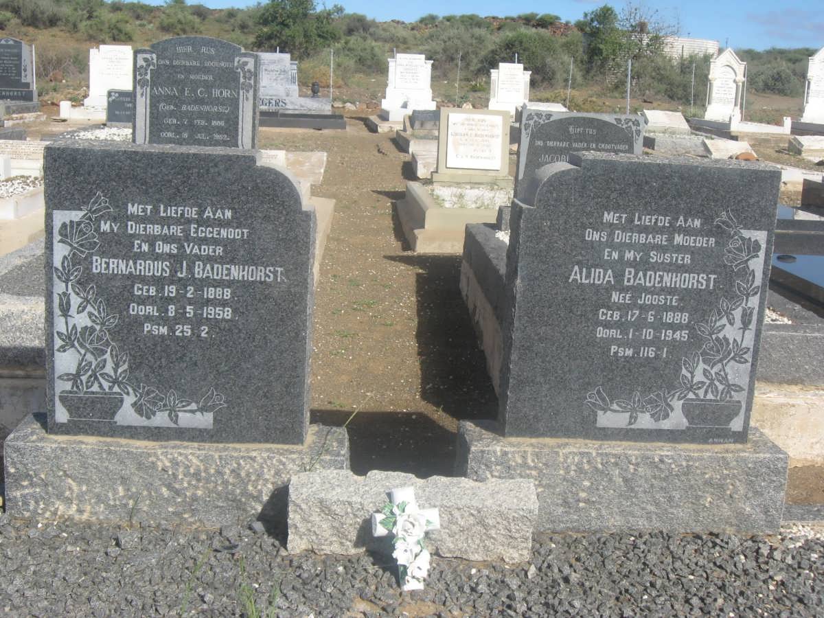 BADENHORST Bernardus J. 1888-1958 &amp; Alida JOOSTE 1888-1945
