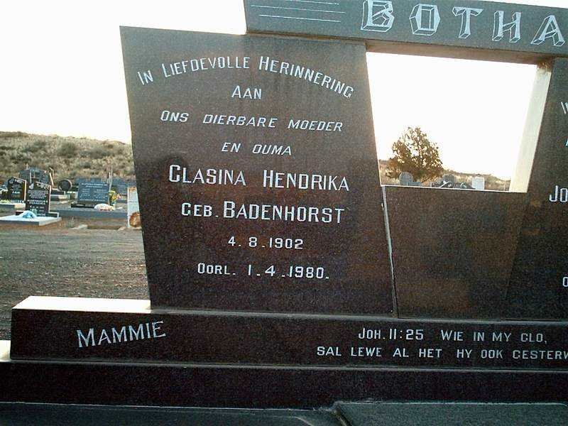 BOTHA Clasina Hendrika geb BADENHORST 1902-1980