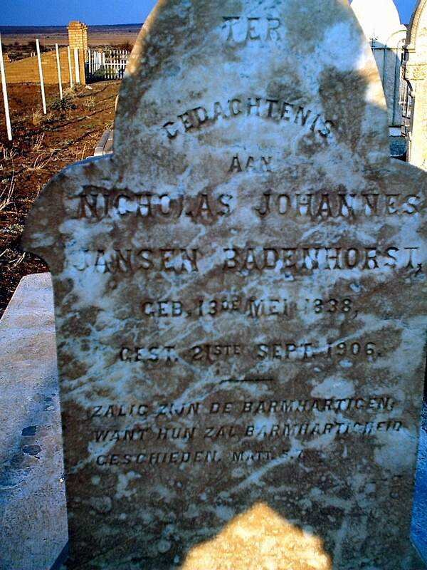 BADENHORST Nicholas Johannes Jansen 1838-1906