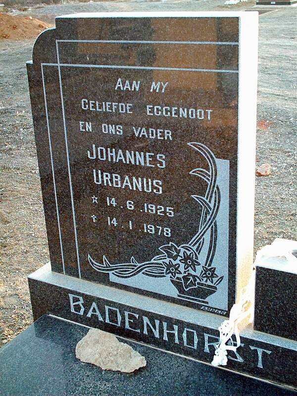 BADENHORST Johannes Urbanus 1925-1978