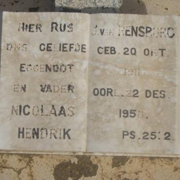 RENSBURG Nicolaas Hendrik, J. van 1911-1950