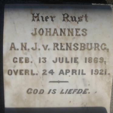 RENSBURG Johannes A.N., J. v. 1869-1921