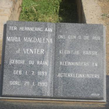 VENTER Maria Magdalena J. nee Du RAAN 1899-1993