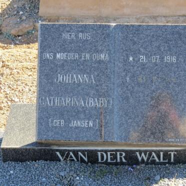 WALT Johanna Catharina, van der nee JANSEN 1916-????