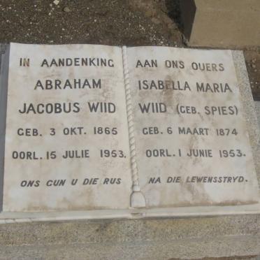 WIID Abraham Jacobus 1865-1953 &amp; Isabella Maria SPIES 1874-1953