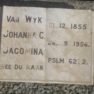 WYK Johanna C. Jacomina, van nee du RAAN 1855-1956