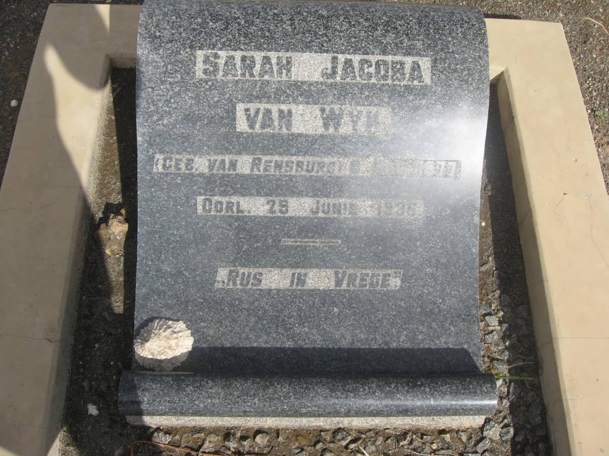 WYK Sarah Jacoba, van nee van RENSBURG 1877-1936
