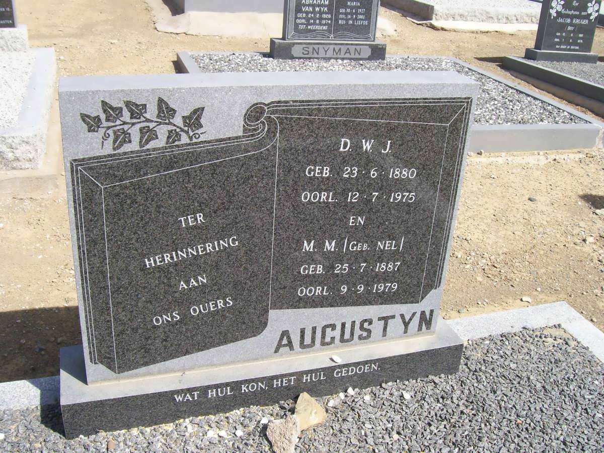 AUGUSTYN D.W.J. 1880-1975 &amp; M.M. NEL 1887-1979