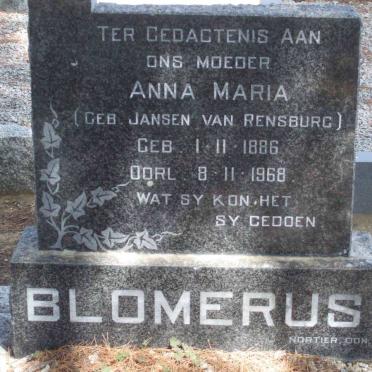 BLOMERUS Anna Maria nee JANSEN VAN RENSBURG 1886-1968
