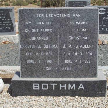 BOTHMA Johannes Christoffel 1899-1968 &amp; Christina J.M. STADLER 1904-1982