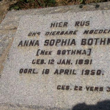 BOTHMA Anna Sophia nee BOTHMA 1891-1950