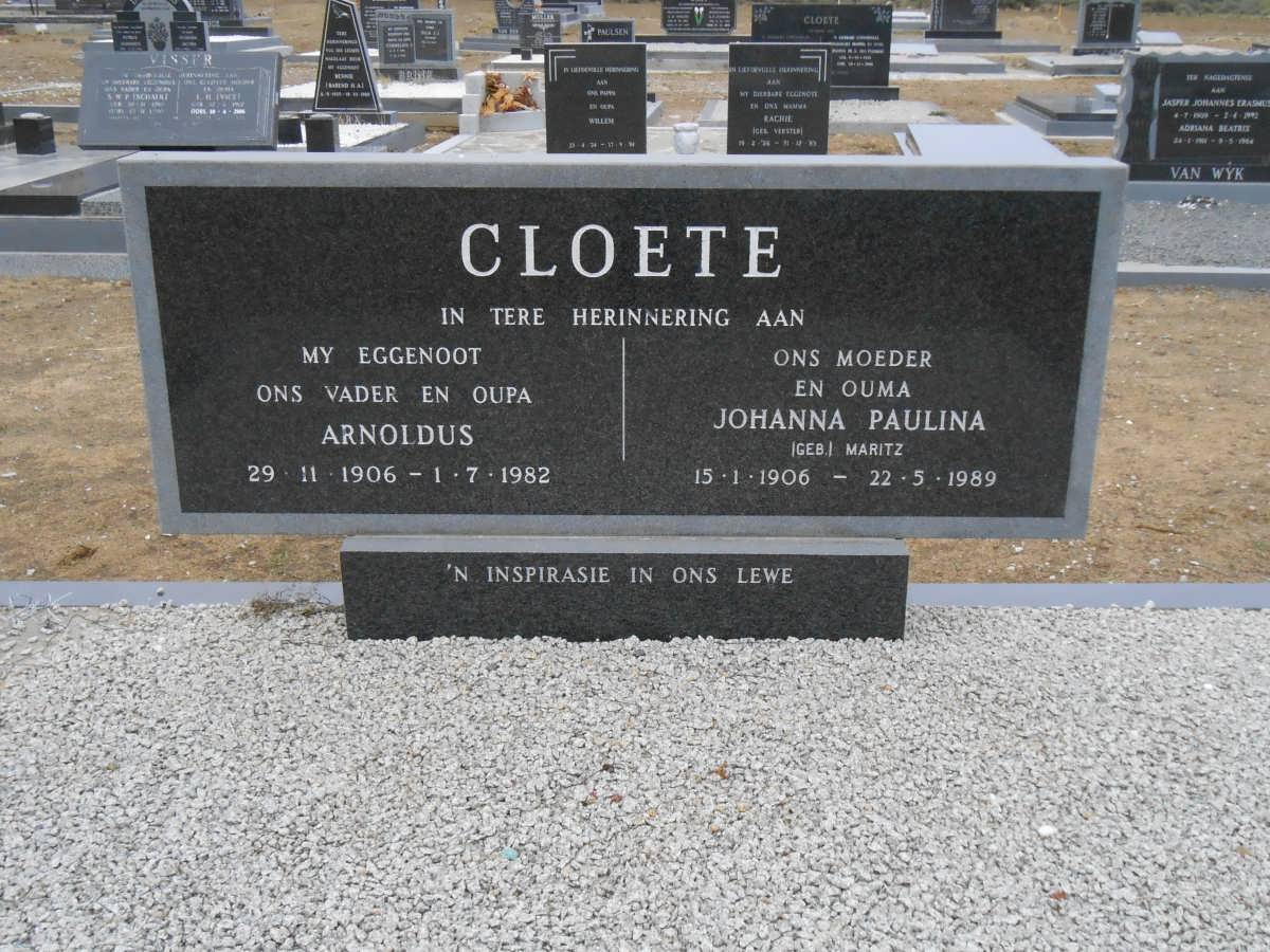 CLOETE Arnoldus 1906-1982 &amp; Johanna Paulina MARITZ 1906-1989