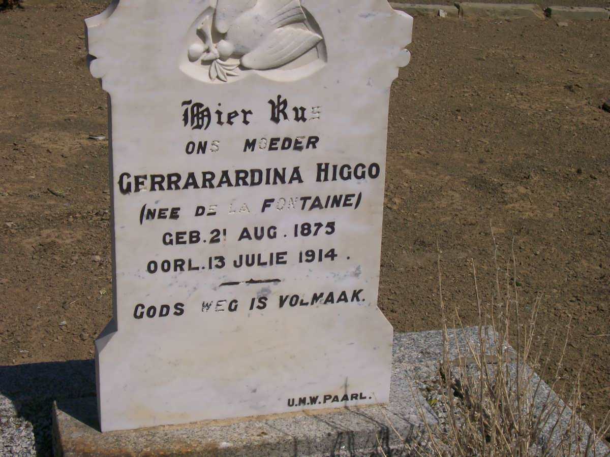 HIGGO Gerrarardina nee DE LA FONTAINE 1875-1914