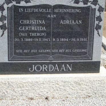 JORDAAN Adriaan 1894-1951 &amp; Christina Gertruida THERON 1889-1967