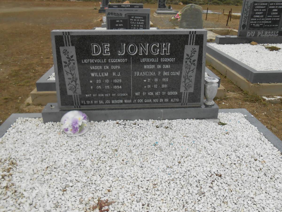JONGH Willem H.J., de 1929-1994 &amp; Francina COLYN 1930-2001