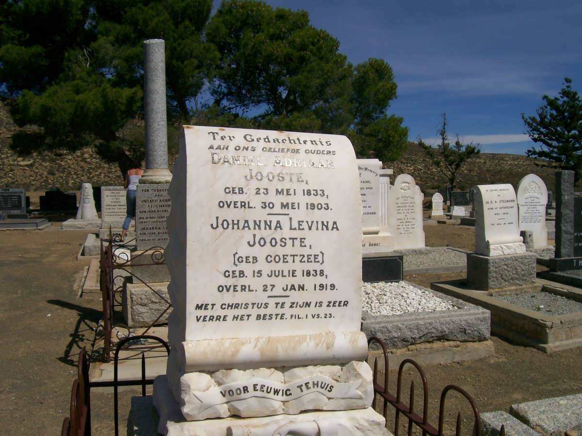 JOOSTE  Daniel Adriaan 1833-1903 &amp; Johanna Levina COETZEE 1838-1919