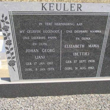 KEULER Johan Georg 1910-1979 &amp; Elizabeth Maria 1908-1982