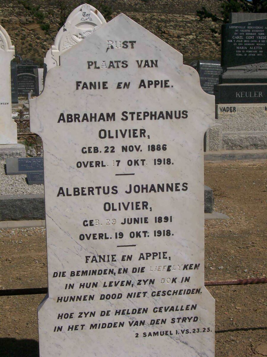 OLIVIER Abraham Stephanus 1886-1918 :: OLIVIER Albertus Johannes 1891-1918