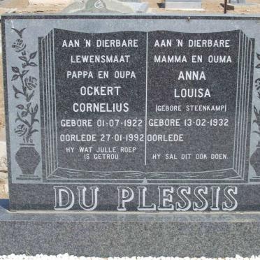 PLESSIS Ockert Cornelius, du 1922-1992 &amp; Anna LOUISA STEENKAMP 1932-