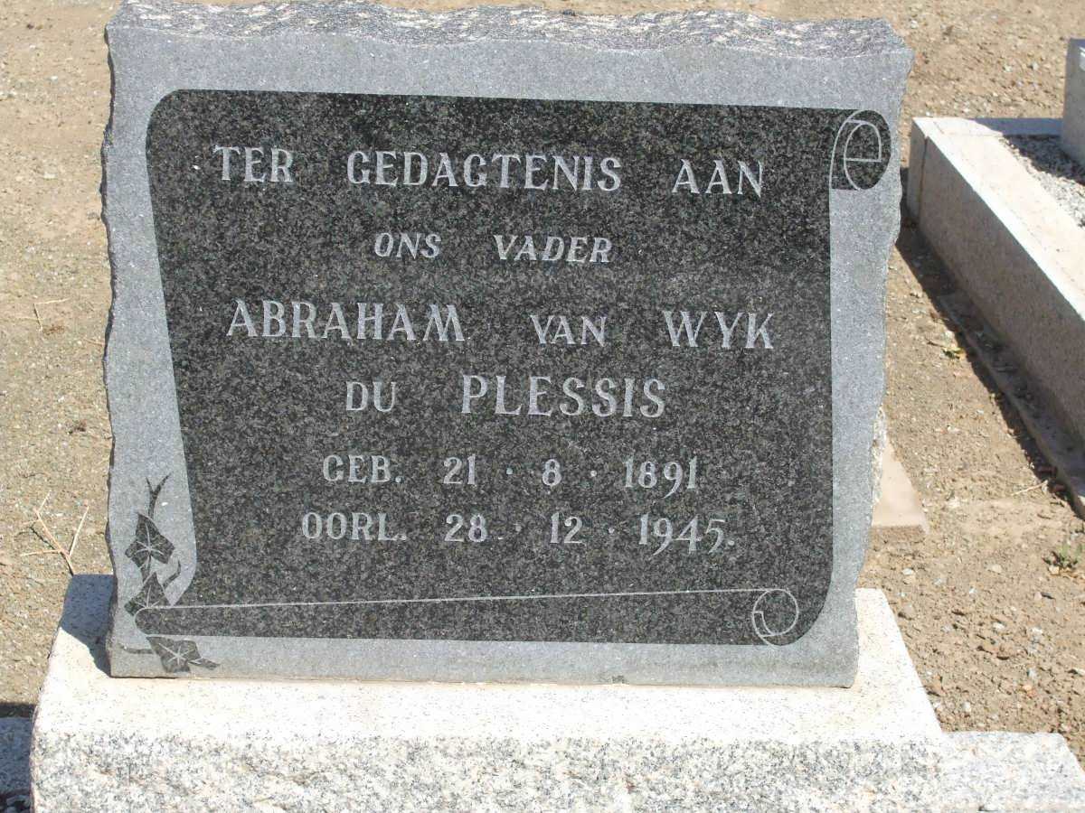 PLESSIS Abraham van Wyk, du 1891-1945