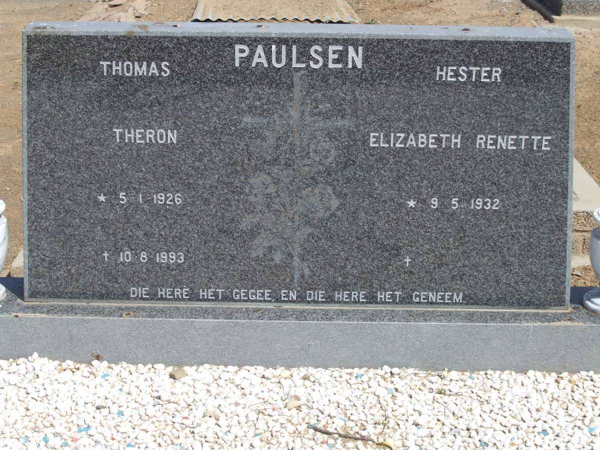 PAULSEN Thomas Theron 1926-1993 &amp; Hester Elizabeth Renette 1932-
