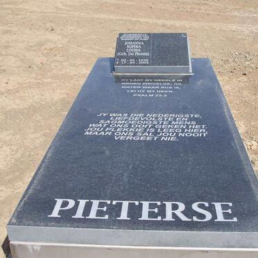 PIETERSE Johanna Sophia Louisa nee DU PLESSIS 1936-2004