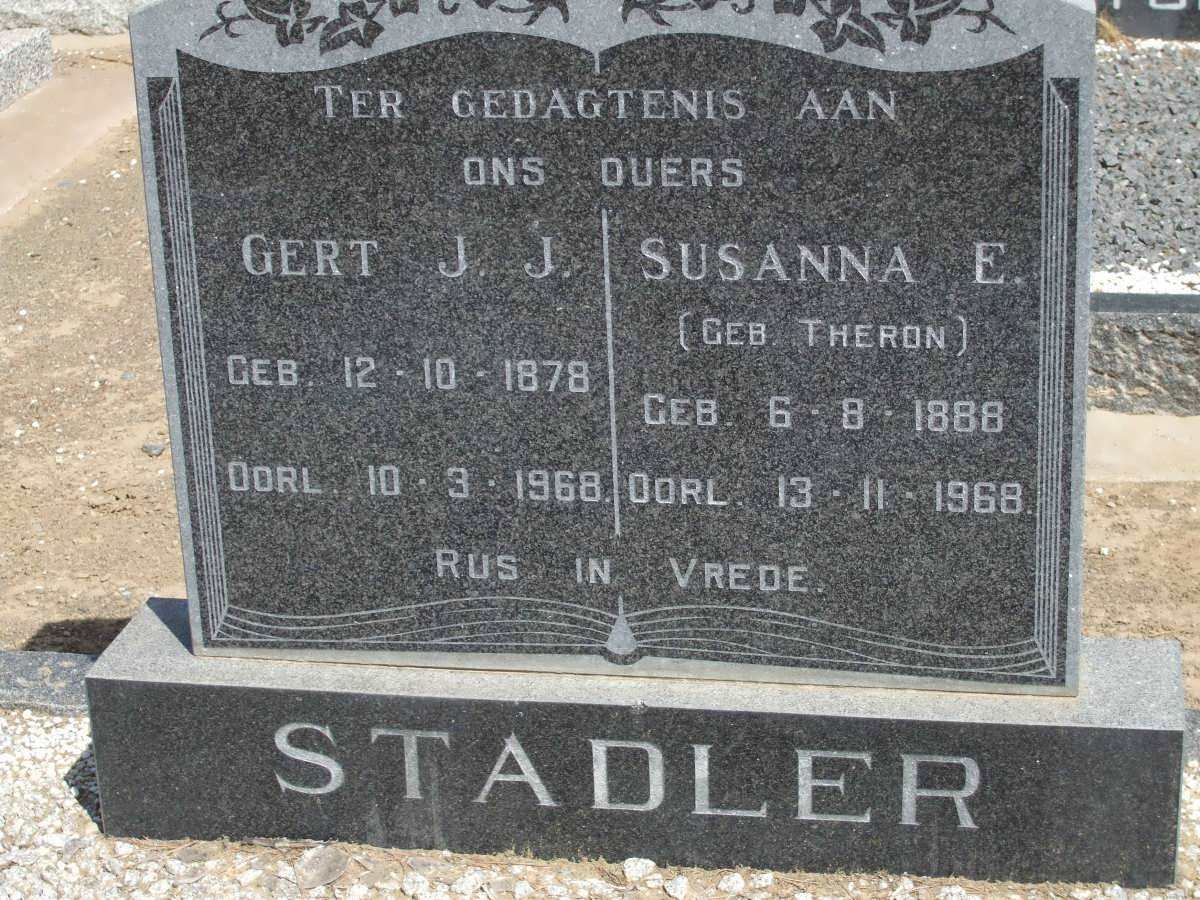 STADLER Gert J.J. 1879-1968 &amp; Susanna E. THERON 1888-1968