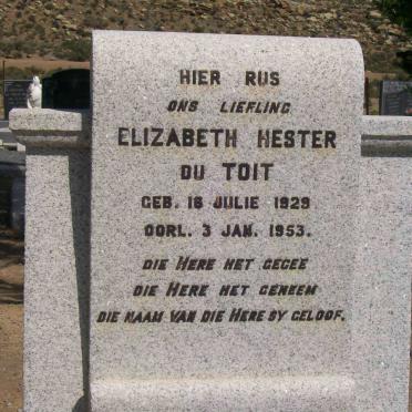 TOIT Elizabeth Hester, du 1929-1953