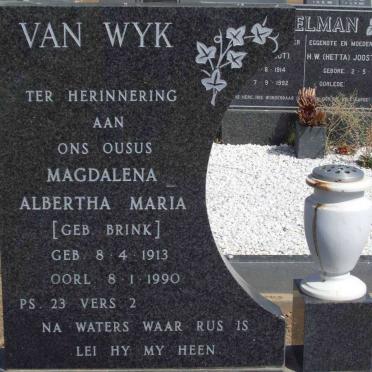 WYK Magdalena Albertha Maria, van nee BRINK 1913-1990