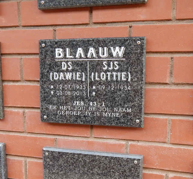 BLAAUW D.S. 1933-2013 &amp; S.J.S. 1934-