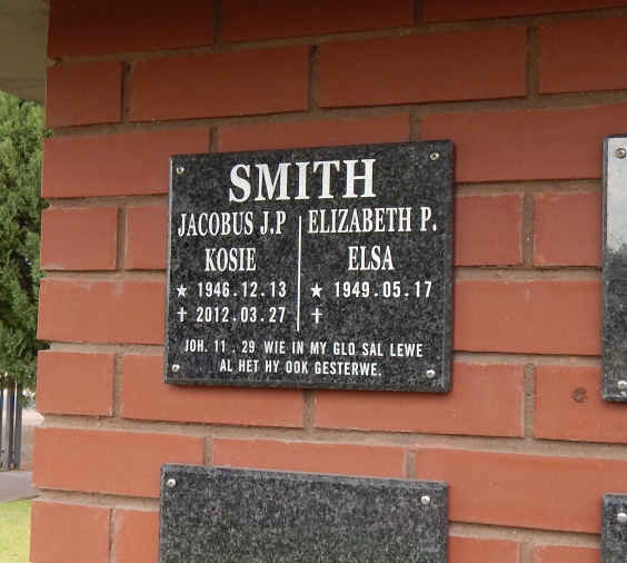 SMITH Jacobus J.P. 1946-2012 &amp; Elizabeth P. 1949-