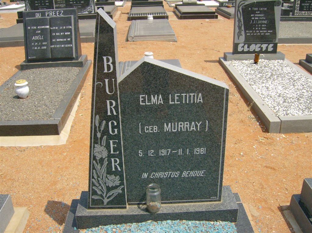 BURGER Elma Letitia nee MURRAY 1917-1981