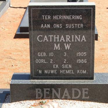 BENADE Catharina M.W. 1905-1986