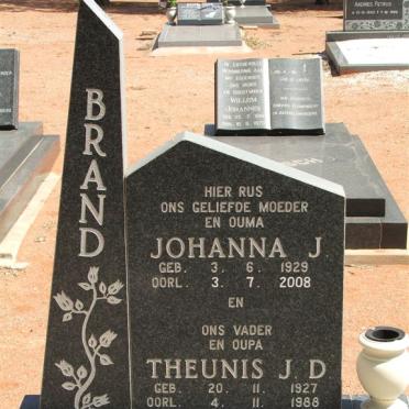 BRAND Theunis J.D. 1927-1988 &amp; Johanna J. 1929-2008