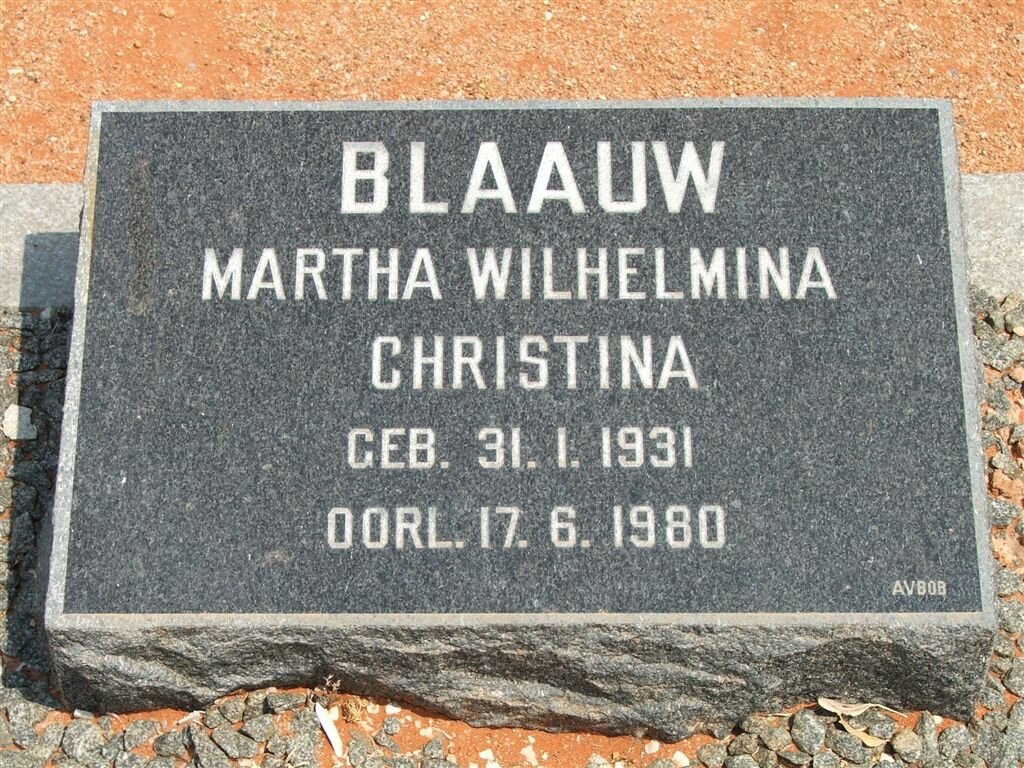 BLAAUW Martha Wilhelmina Christina 1931-1980