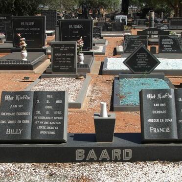 BAARD Billy 1910-1978 &amp; Francis 1910-1992