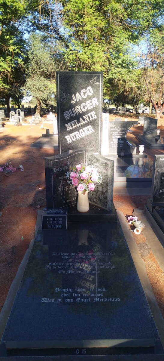 BURGER Jacobus Stephanus 1971-1994 & Melanie 1979-2002 :: BURGER Kobus 1946-2022