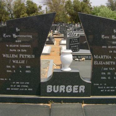 BURGER Willem Petrus 1910-1983 &amp; Martha Jacomina Elizabeth VAN ZYL 1914-1984
