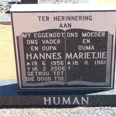 HUMAN Hannes 1956-2006 &amp; Marietjie 1961-